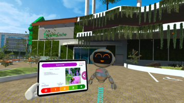 Ausschnitt aus dem VR-Szenario Gewerbegebiet (Bild: TH Köln) Ausschnitt aus dem VR-Szenario Gewerbegebiet (Bild: TH Köln)