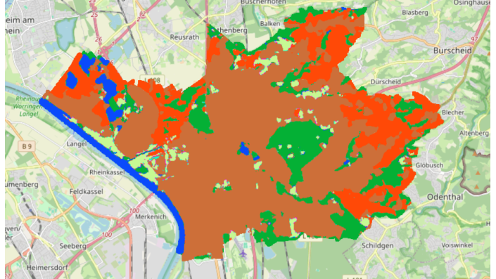 Karte von Leverkusen_Flächennutzung ESRI_30m