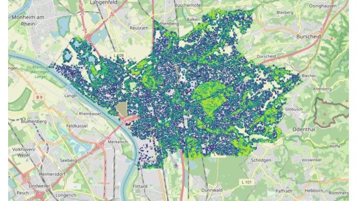 Karte von Leverkusen_Überdachungshöhe Meta