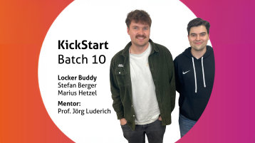 Stefan Berger und Marius Hetzel mit dem KickStart-Projekt "Locker Buddy"