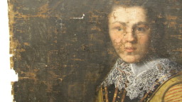 Gemälde Portrait eines Mannes, alt und beschädigt (Bild: FH Köln/Carasana) Gemälde Portrait eines Mannes, alt und beschädigt (Bild: FH Köln/Carasana)