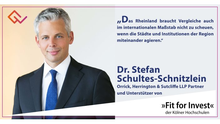 Fit for Invest Unterstützer Dr. Schultes-Schnitzlein: Das Rheinland braucht Vergleiche auch im internationalen Maßstab nicht zu scheuen, wenn die Städte und Institutionen der Region miteinander agieren.