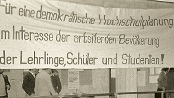 Demonstrationen an der Ingenieurschule Gummersbach 1969 (Bild: Herbst/TH Köln)