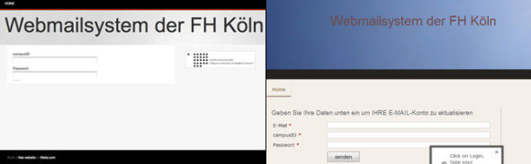 Screenshots von Phishing-Webseiten Screenshots von Phishing-Webseiten