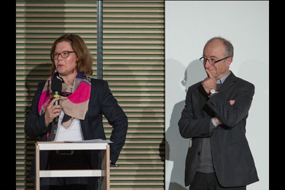 Die Dekane Prof. Dr. Ute Lorenz (Fakultät für Angewandte Sozialwissenschaften) und Prof. Paul Böhm (Fakultät für Architektur) 