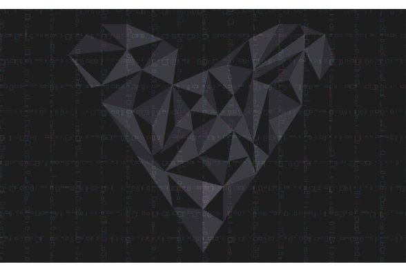 Ein Herz aus grauen und schwarzen Dreiecken