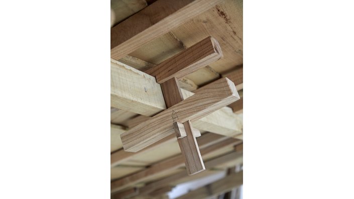 Detailansicht des Hühnerstalls aus Holz