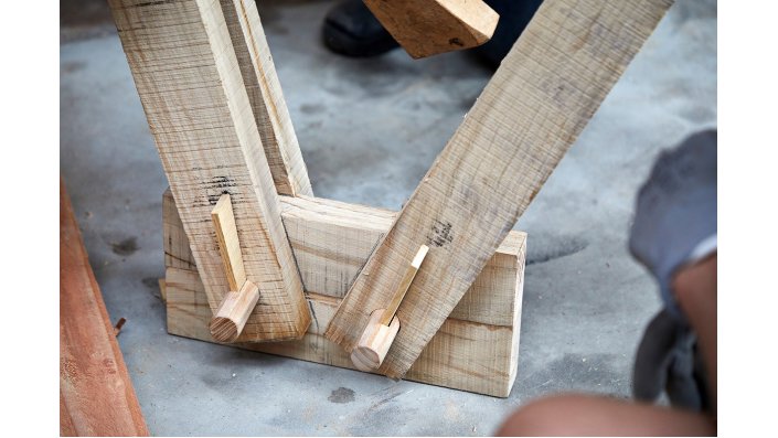 Detailansicht des Hühnerstalls aus Holz