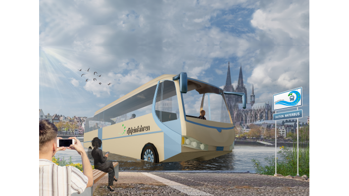 Bus am Rheinufer