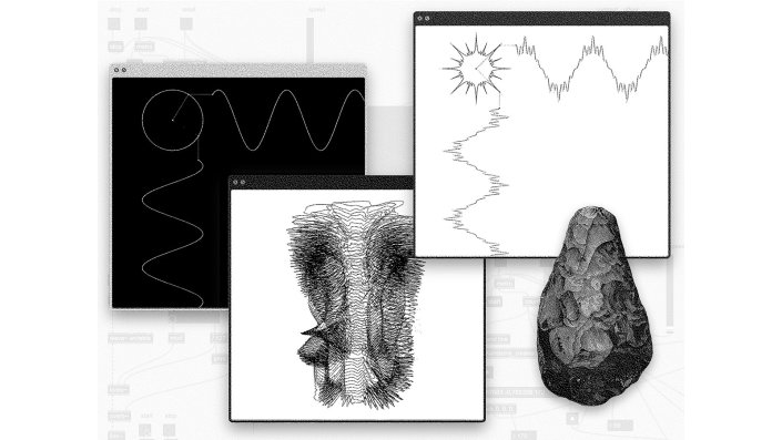 Darstellung der akustischen Bilder des expermintellen Synthesizers von Julius Walsch