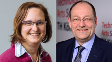 Porträtfotos von Prof. Dr. Sigrid Leitner und Prof. Dr. Stefan Herzig Porträtfotos von Prof. Dr. Sigrid Leitner und Prof. Dr. Stefan Herzig