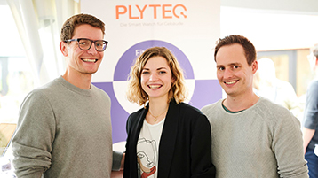 Das Gründungsteam von PLYTEQ (v.l.n.r.): Maximilian Both, Alina Cartus, Björn Kämper. (Bild: Nikolaus Schmitz)