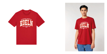 Rotes Gratis-Shirt im TH Köln Look