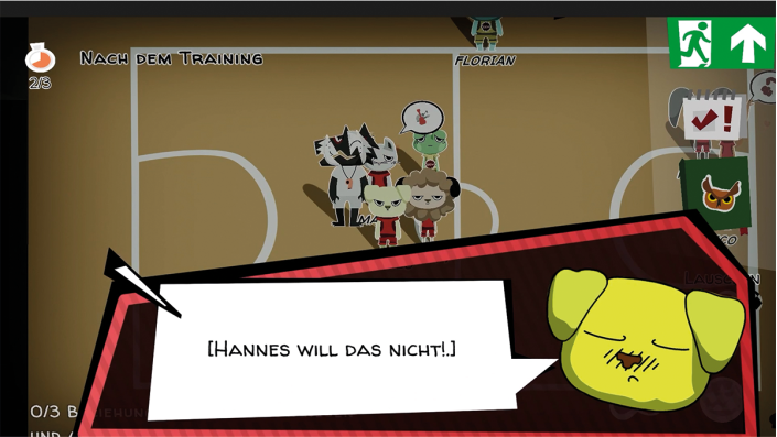 Im Verlauf des Spiels sind die Spieler*innen nicht auf sich allein gestellt: Hinweiskarten erläutern Täter*innenstrategien und immer wieder tritt eine schützende Wächtereule auf und greift unterstützend ein. Zudem kann das Serious Game jederzeit durch einen Klick auf ein Notausgangsschild unterbrochen werden und es erscheinen Kontaktdaten des Hilfetelefons für sexuellen Missbrauch.