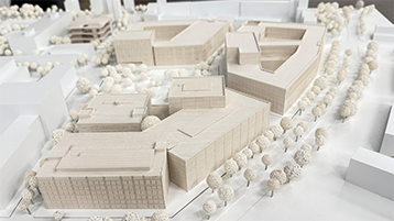 Die neuen Modelle der Gebäude E, D und C. (Bild: Carolin Helmus / TH Köln)