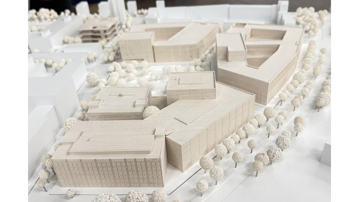 Die neuen Modelle der Gebäude E, D und C.