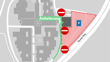 Karte des Campus Deutz mit den eingezeichneten Parkplätzen (Bild: TH Köln)