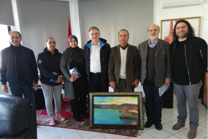 v.l.n.r.: Ali Belhcen, Abdelhafid Catruat, Saloua Mohammed, Andreas Thimmel, stellvertretender Bürgermeister der Stadt Al Hoceima Abdelhafid Bentouhami, Hagen Berndt, Zijad Naddaf v.l.n.r.: Ali Belhcen, Abdelhafid Catruat, Saloua Mohammed, Andreas Thimmel, stellvertretender Bürgermeister der Stadt Al Hoceima Abdelhafid Bentouhami, Hagen Berndt, Zijad Naddaf