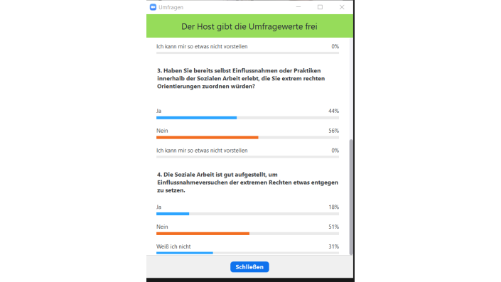 Kurzumfragen zu extremen Rechten in der Sozialen Arbeit, zur mobilen Beratung und Diskriminierung