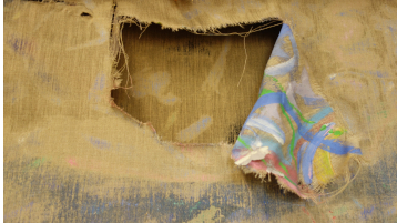 Example of a severely damaged painting. (Image: Chantale Fahmi (BeMA)) Example of a severely damaged painting. (Image: Chantale Fahmi (BeMA))