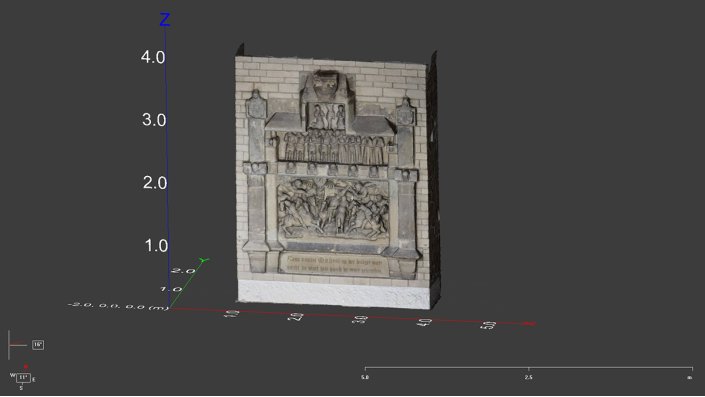 Mittels Photogrammetrie erstelltes digitales dreidimensionales Modell des Denkmals vor dem Abbau.