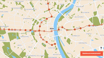 Stadtkarte von Köln mit eingezeichneten Bahnlinien (Bild: TH Köln / IWS)