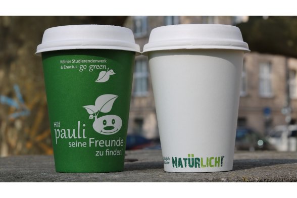 Das alte und das neue Design der kompostierbaren Kaffeebecher