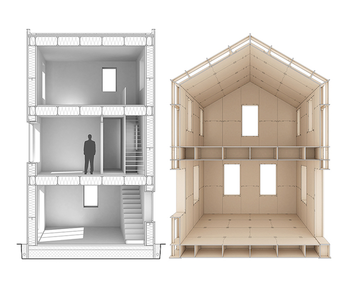 Innenansicht von Gebäuden, die mit SimpliciDIY designt wurden. Bis zu drei Stockwerke sind möglich.