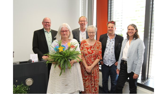 ie Festredner*innen: Prof. Dr. Christian Kohls, Prof. Dr. Wolfgang Konen, Prof. Dr. Birgit Bertelsmeier, Prof. Dr. Jan Karpe, Petra Riemer, 2.v.li.: Prof. Dr. Heide Faeskorn-Woyke