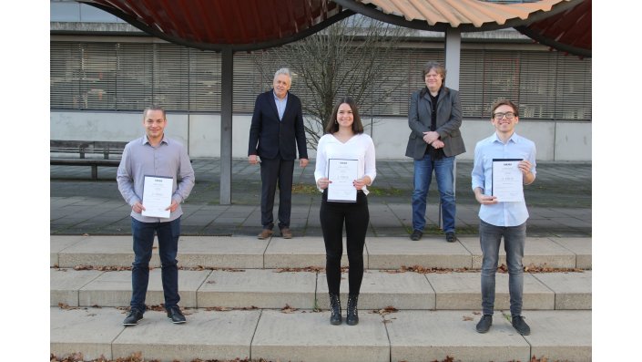 v.l.n.r. Dennis Jaeger, Prof. Dr. Kristian Fischer, Nathalie Kuhn, Prof. Dr. Stefan Karsch, Kristian Czepluch