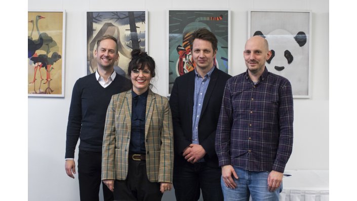 v.r.n.l.: Prof. Dr. Christian Zabel, Prof. Nina Juric, Prof. Dr. Matthias Böhmer, Prof. Dr. Lasse Scherffig