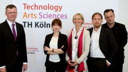 Prof. Dr. Klaus Becker, Anna Fitz, Prof. Dr. Sylvia Heuchemer, Marius Barzynski und Prof. Andreas Wrede   (Image: Thilo Schmülgen/TH Köln)
