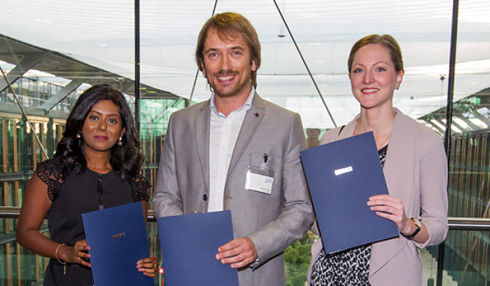 Die CBC-Preisträgerinnen und -Preisträger 2016 (v.l.): Anja Sivakumar, Kai Wittmann und Jana Bürker