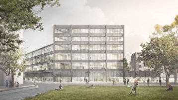 Rendering des Entwurfs für das Gebäude A, für den die wulf architekten gmbh den ersten Preis erhielt. (Bild: wulf architekten gmbh)