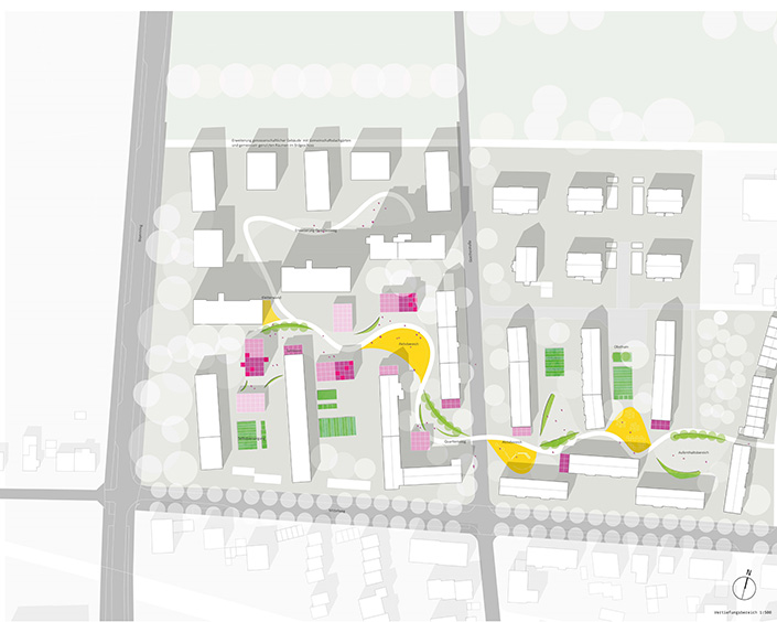 Lageplan des Entwurfs von Alexandra Garbar, Emine Baykus und Annalena Grobbel Lageplan des Entwurfs von Alexandra Garbar, Emine Baykus und Annalena Grobbel