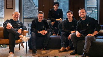 Gründerteam des Start-ups (v.l.): Jonathan Mondorf, Ben Kohz, Simon Farshied, Andreas Weiser, Michael Pomogajko (Bild: READ-O/TH Köln)