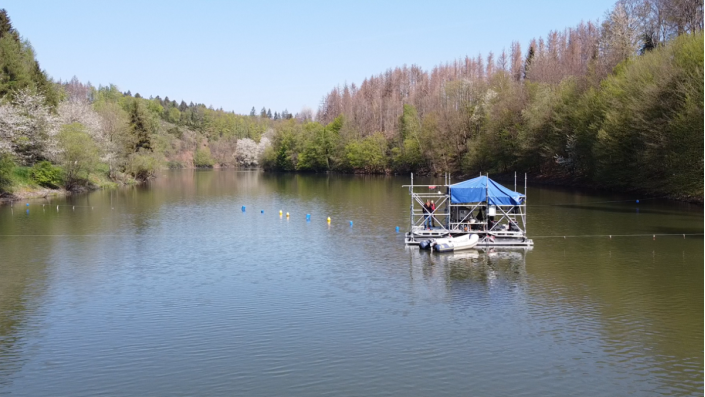 Plattform für den Prototyp auf der Wupper-Vorsperre 