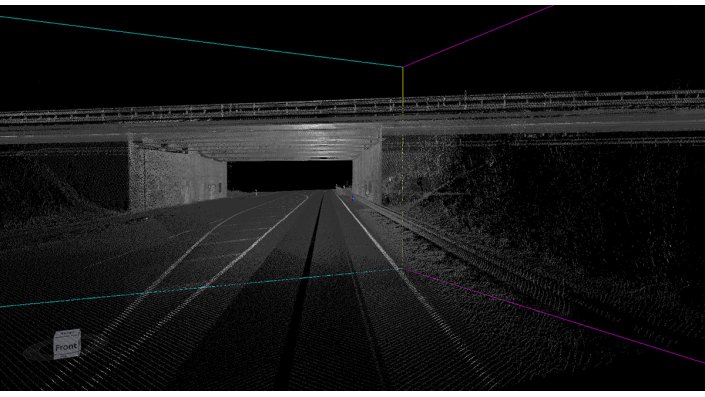 Punktwolke einer Engstelle, wie sie das 3D-Scanfahrzeug aufnimmt.