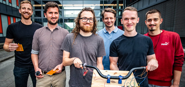 Das Projektteam: v.l. Moritz Schmidt, Kevin Krüger, David Petersen, Matthias Böhmer, Marvin Reuter, Joel Neumann. (Bild:Olaf-Wull Nickel/TH Köln)