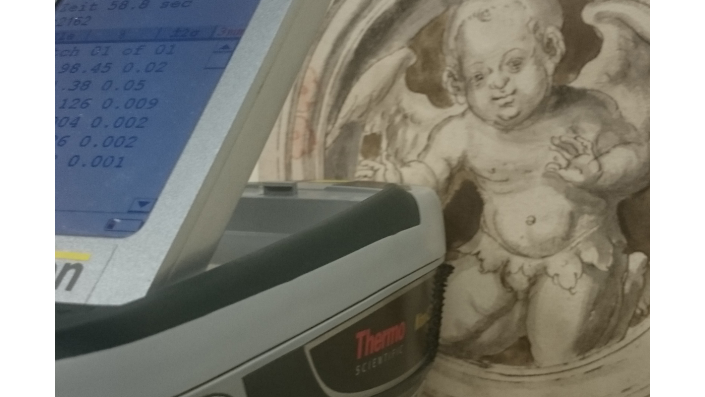 Die zeichnung Kniender Putto im Rund