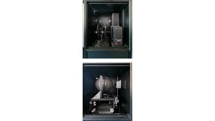 Messstand zur Untersuchung der optischen Eigenschaften der Solargläser