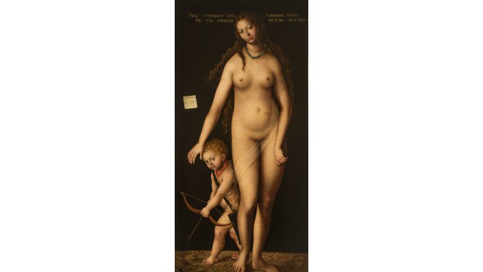 Lucas Cranach der Ältere, Venus und Cupido, 1509, Malerei auf Holz, auf Leinwand übertragen, 213 × 102 cm