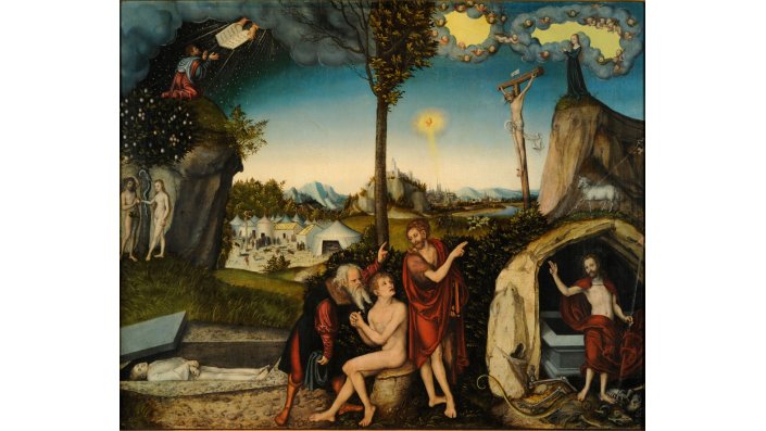 Lucas Cranach der Ältere, Venus und Cupido, 1509, Malerei auf Holz, auf Leinwand übertragen, 213 × 102 cm