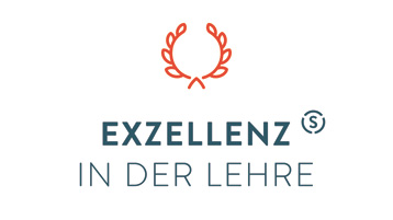 Logo des Genius Loci-Preises: schematischer Lorbeerkranz und Schriftzug "Exzellenz in der Lehre" (Bild: Stifterverband für die deutsche Wissenschaft)