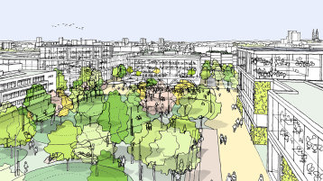 Der neue Campus Deutz: Gewünschte Anmutung  (Bild: Bau- und Liegenschaftsbetrieb NRW)