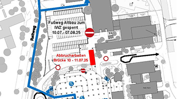 Grafik - Ansicht der Sperrung und Wegführung (Bild: TH Köln) Grafik - Ansicht der Sperrung und Wegführung (Bild: TH Köln)