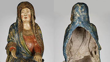 Ein mittelalterliches Vesperbild-Fragment aus Leinwand und Cartapesta (Bild: Auktionshaus Nagel) Ein mittelalterliches Vesperbild-Fragment aus Leinwand und Cartapesta (Bild: Auktionshaus Nagel)