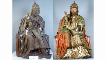 Skulptur vor und nach konservatorischer und restauratorischer Bearbeitung (Bild: Urbanek / Beerkens / Dambrauskaite / Antenbrink / Snijders)