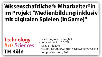 InGame - Stellenausschreibung (Bild: TH Köln / IMM)