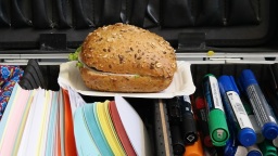 Ein belegtes Brötchen liegt auf einem geöffneten Koffer (Bild: Melanie Werner) Ein belegtes Brötchen liegt auf einem geöffneten Koffer (Bild: Melanie Werner)